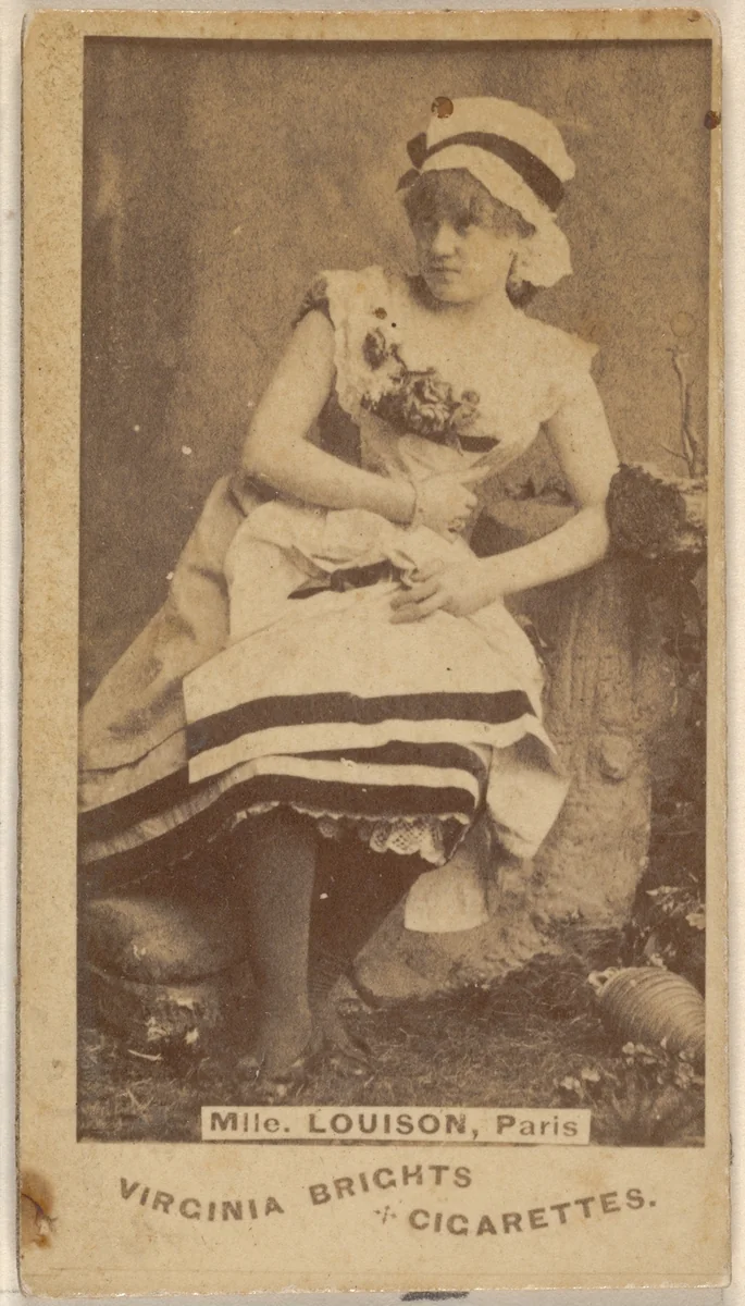 Mlle. Louison, Paris, from the Actors and Actresses series (N45, Type 1) for Virginia Brights Cigarettes by Allen & Ginter, photograph, 1885-1891