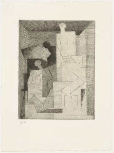 The Three Women (Les trois femmes) from Ten Etchings for Aurélia (10 Eaux-fortes pour Aurélia) by Gérard de Nerval by Louis Marcoussis, print, 1931