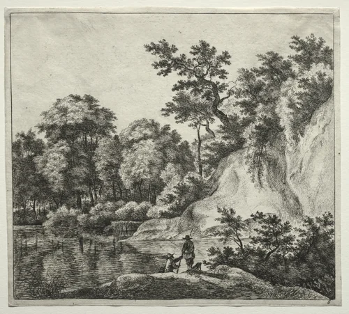 The Rock Bathed by the River by Jan Hackaert, print