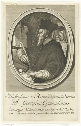 Portret van bisschop George van Egmond van Utrecht by François van Bleyswijck, print, 1681-1726