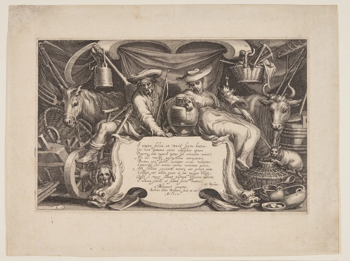 Title-plate, from Landscapes with Farmhouses by Boëtius Adamsz. Bolswert, print, 1614