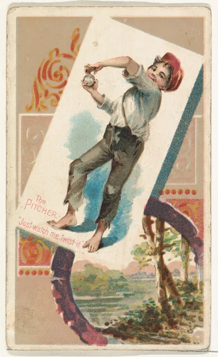 The Pitcher, "Just watch me twist it," from the Terrors of America set (N136) issued by Duke Sons & Co. to promote Honest Long Cut Tobacco by W. Duke, Sons & Co., print, 1888-1889