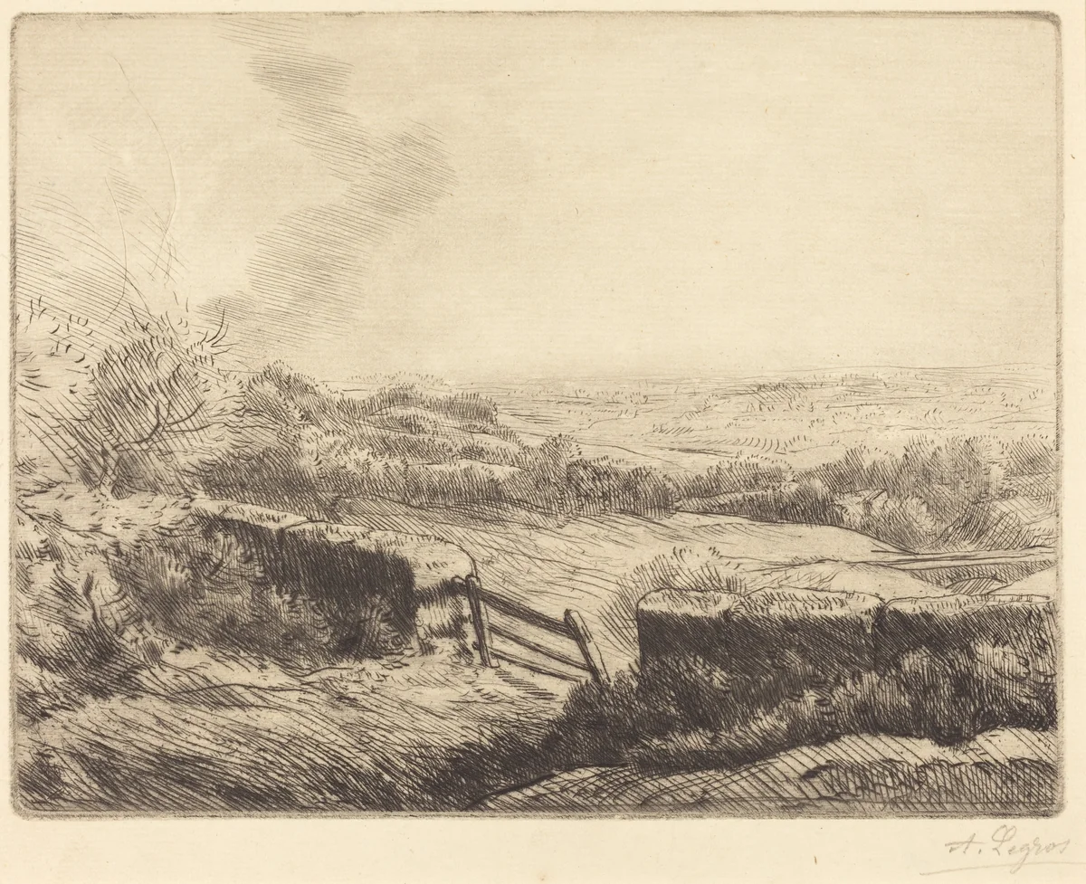 The Gate (L'entree du champ) by Alphonse Legros, print, 1837-1911