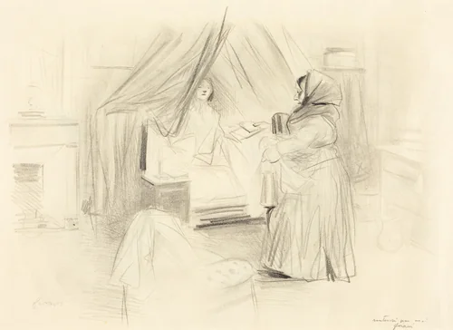 Le petit déjeuner (planche en largeur) (Breakfast) (horizontal plate) by Jean-Louis Forain, print, 1895