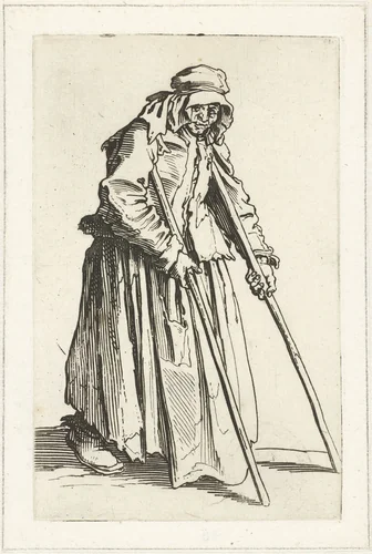 Bedelares met krukken by Jacques Callot, print, 1622-1623