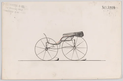 Design for Pony Phaeton, no. 3209a by Brewster & Co., drawing, 1876