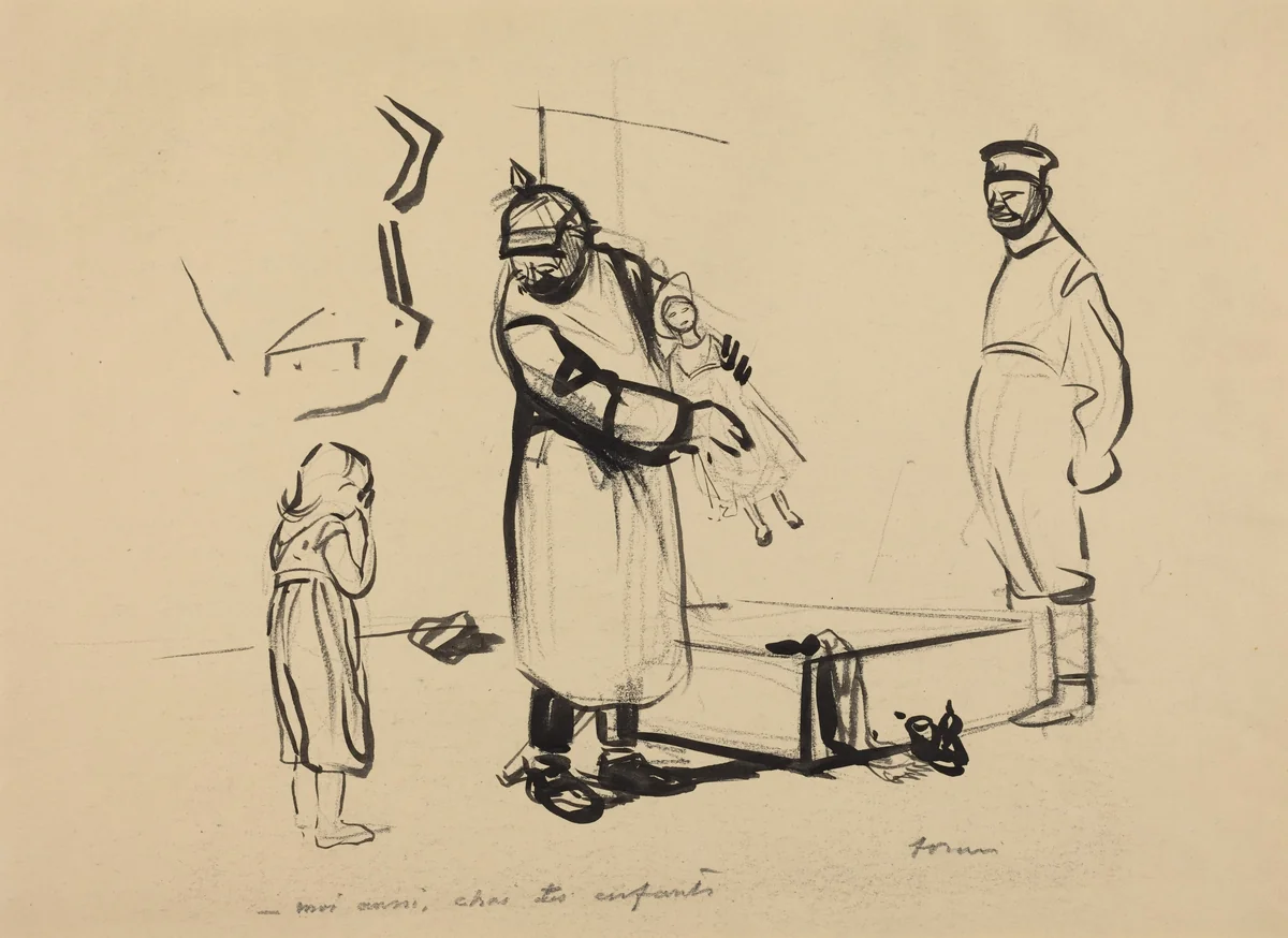 Nach Paris. -moi aussi, chai des enfants by Jean-Louis Forain, drawing, 1914-1919