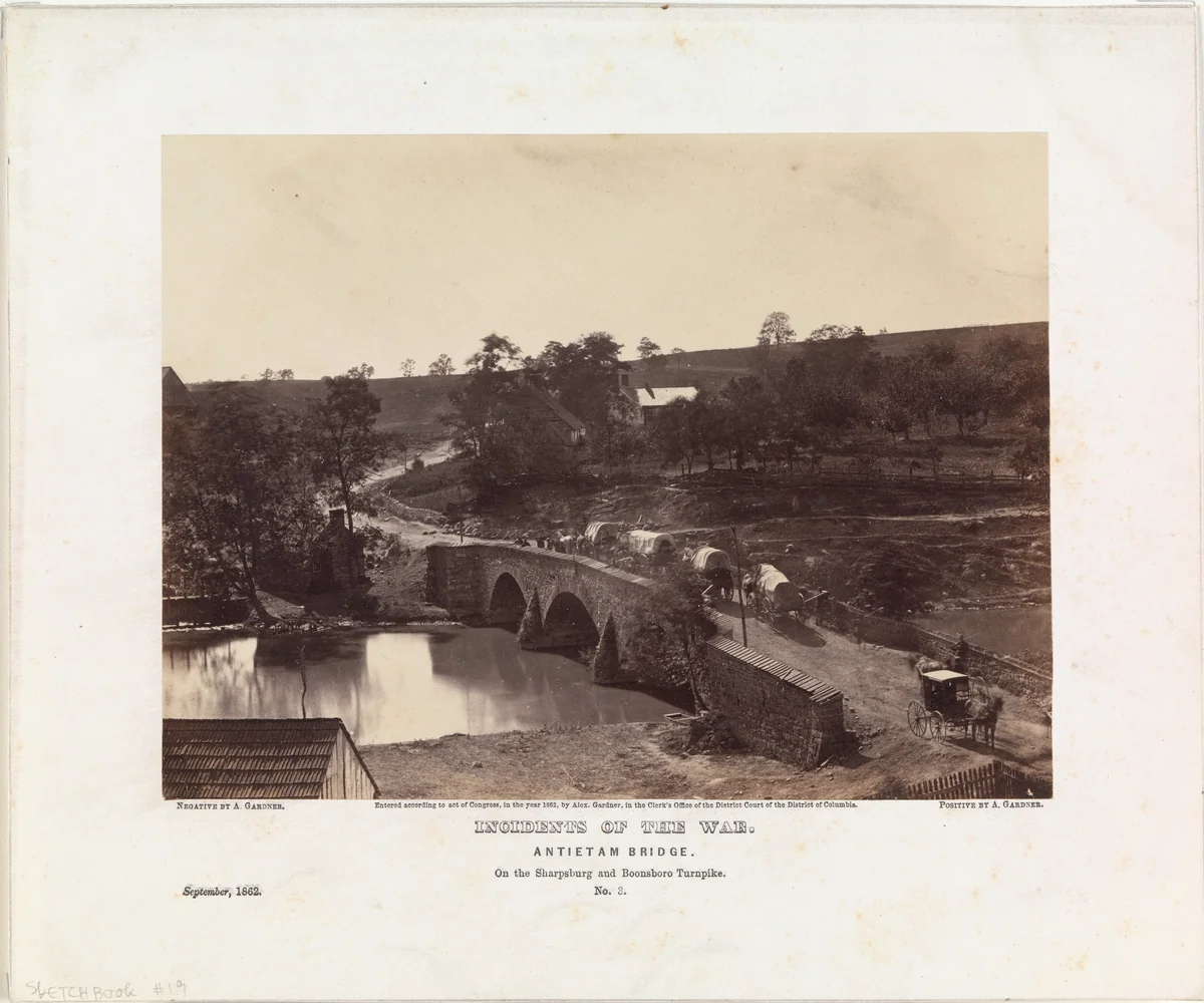 Antietam Bridge, On the Sharpsburgh and Boonsboro Turnpike, No. 3, September 1862 by Alexander Gardner, photograph, 1862