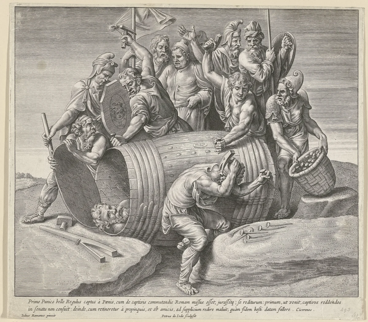 De standvastigheid van Marcus Atilius Regulus by Unknown, print, 1590-1632