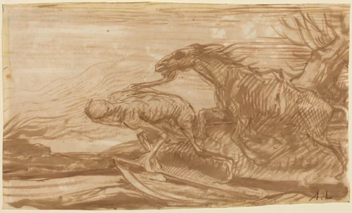 Death and Its Horse by Alphonse Legros, drawing, 1837-1911