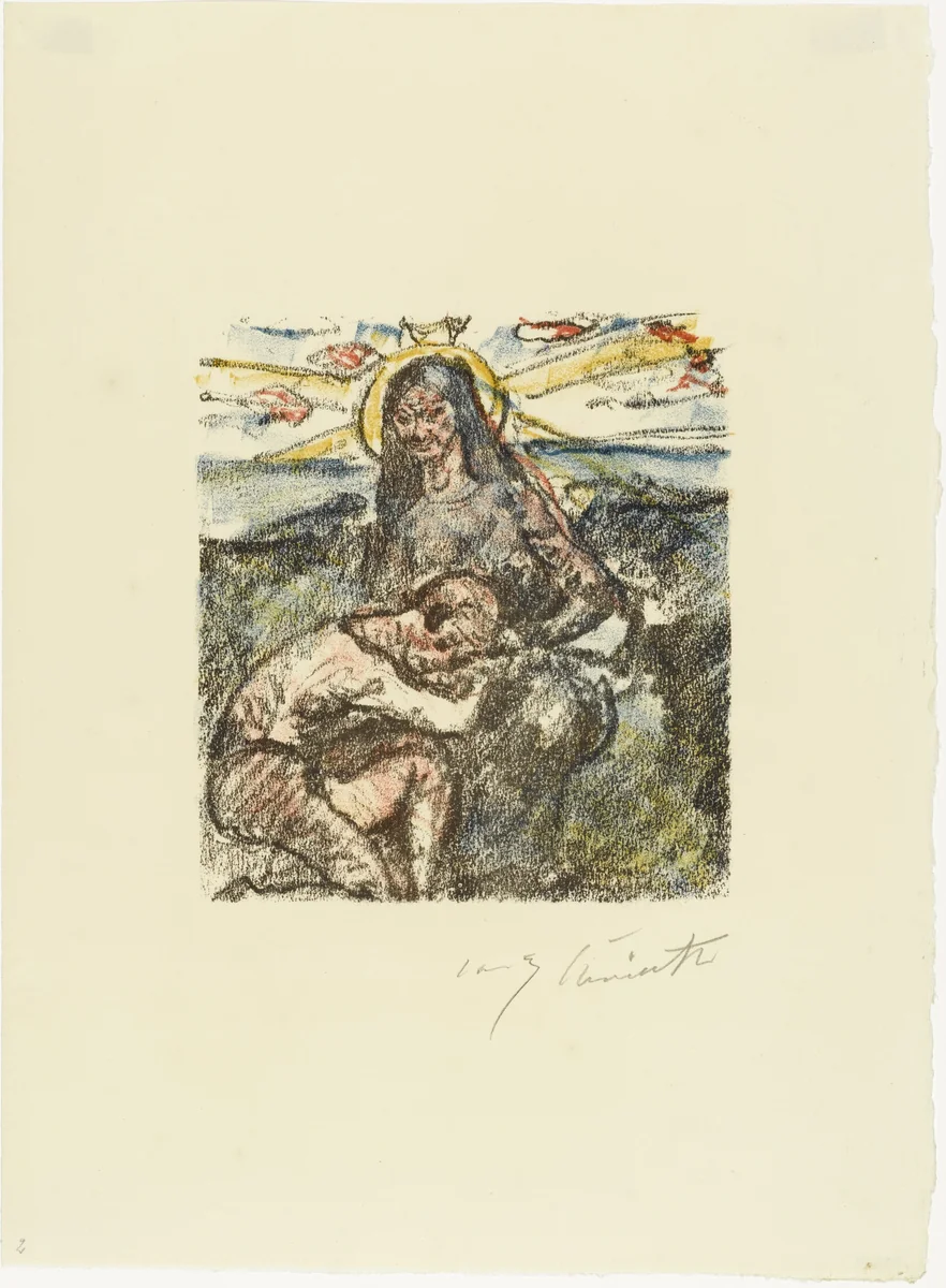 Aline and Her Lover in Old Age in the Valley of Their Youth (Aline und der Geliebte als alte Leute in ihrem Jugendtal) from The Queen of Golconda (Die Königin von Golkonde) by Lovis Corinth, print, 1920