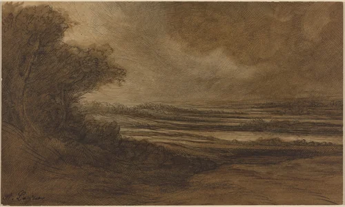 Countryside of Burgundy [recto] by Alphonse Legros, drawing, 1837-1911