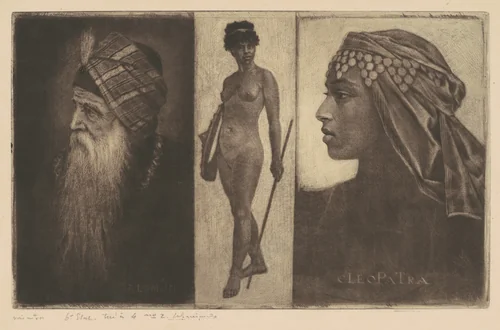Salomon and Cleopatra by Henri-Charles Guérard, print, 1885-1895