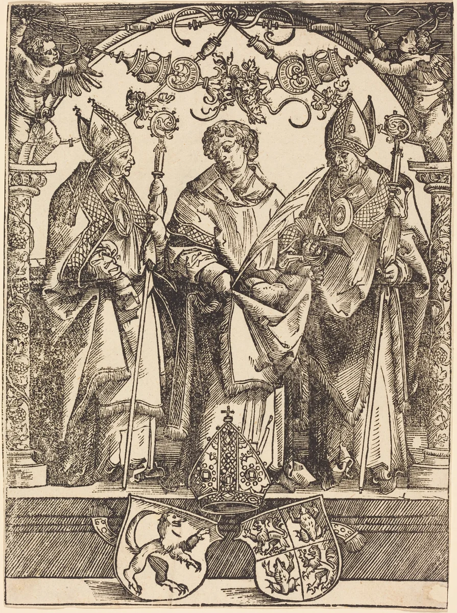 Saints Maximilian, Stephen, and Valentine by Wolf Traut, print, 1514