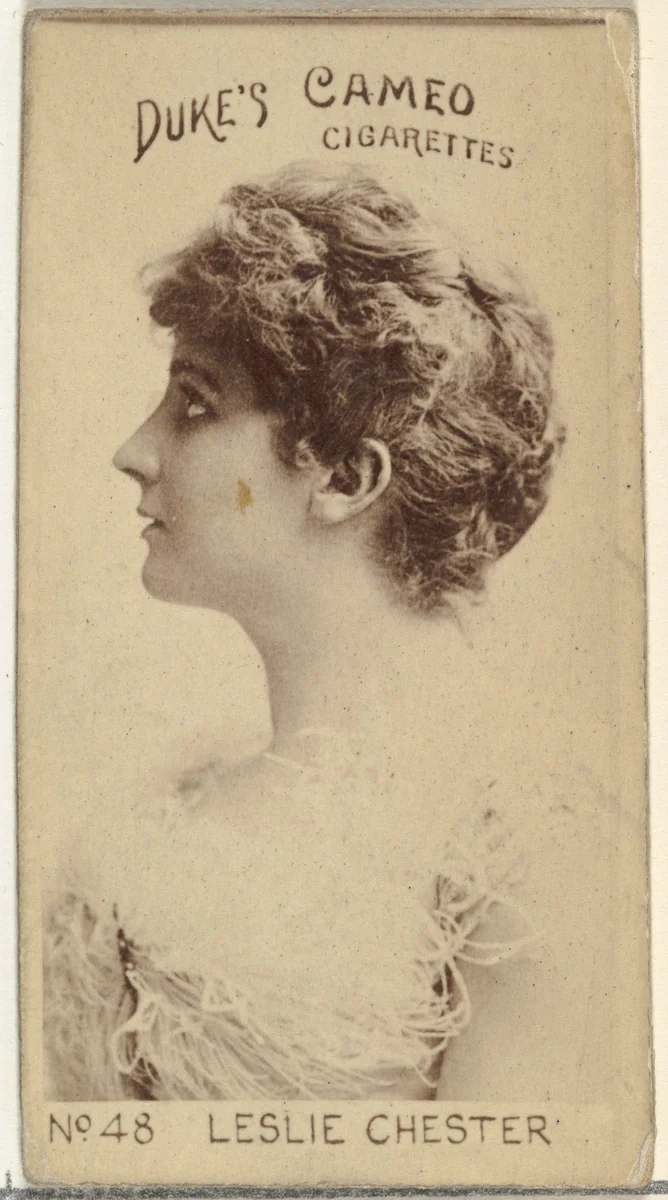 Card Number 48, Leslie Chester, from the Actors and Actresses series (N145-4) issued by Duke Sons & Co. to promote Cameo Cigarettes by W. Duke, Sons & Co., photograph, 1880-1889