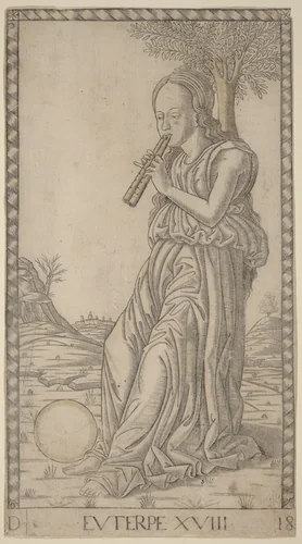 Euterpe by Master of the E-Series Tarocchi, print, 1465