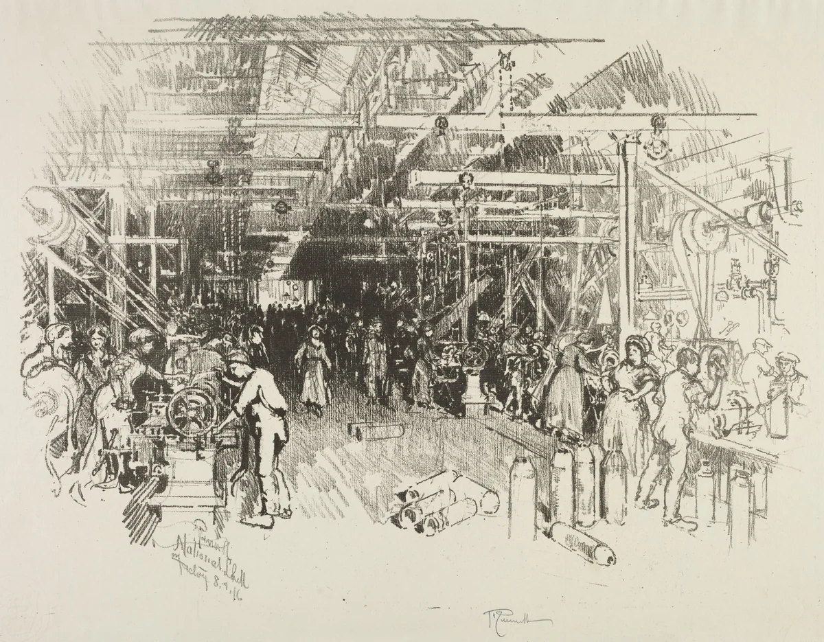 English War Work: The Shell Factory by Joseph Pennell, print, 1916