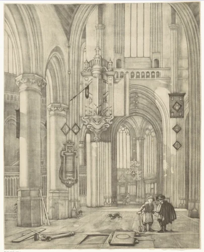 Interieur van een protestantse gotische kerk by Johannes de Groot, print, 1698-1776