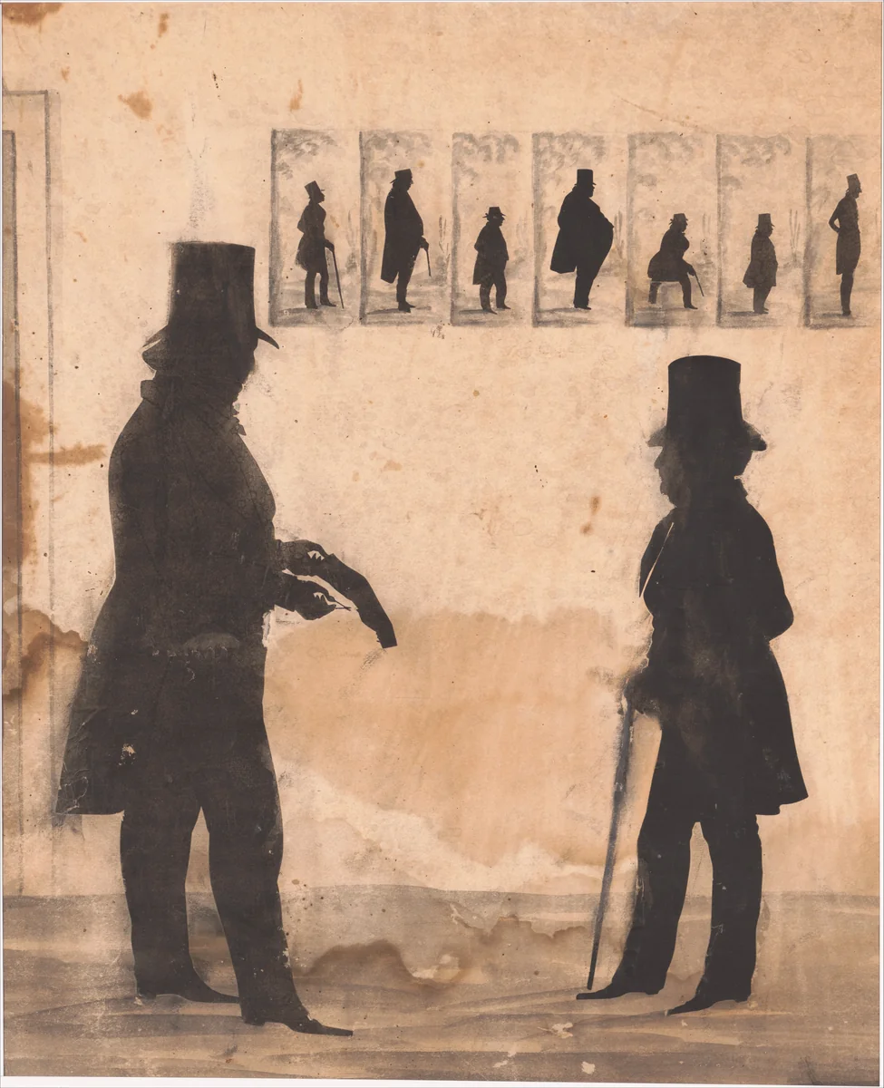 Two Men, One Cutting a Silhouette by anonymous, other, 1830-1900
