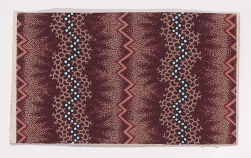 Textile Design with Alternating Vertical Zig-Zagging Strips and Pearls by anonymous, drawing, 1840