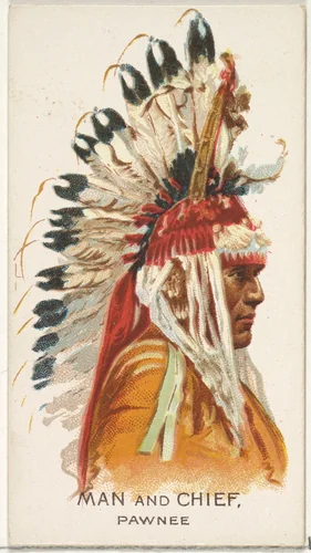 Man and Chief, Pawnee, from the American Indian Chiefs series (N2) for Allen & Ginter Cigarettes Brands by Allen & Ginter, print, 1888