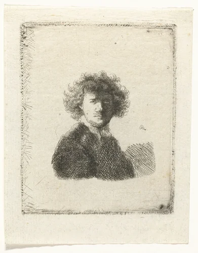 Self-portrait with curly hair and white collar: bust by Ignace-Joseph de Claussin, print, 1805-1844