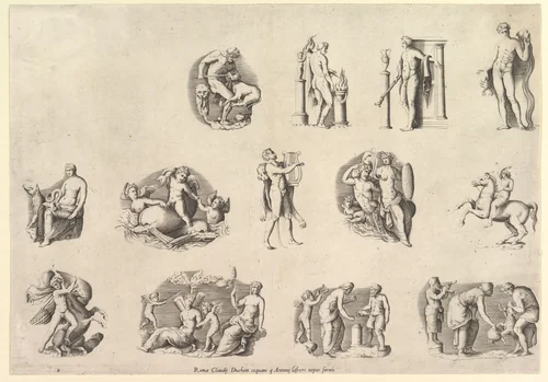 Subjects after Antique Cameos and Gems, from "Speculum Romanae Magnificentiae" by anonymous, print, 1545-1585