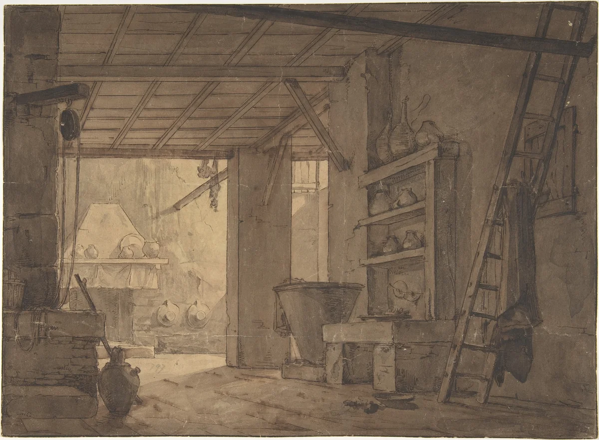 Interior of Farm House by anonymous, drawing, 1700-1800