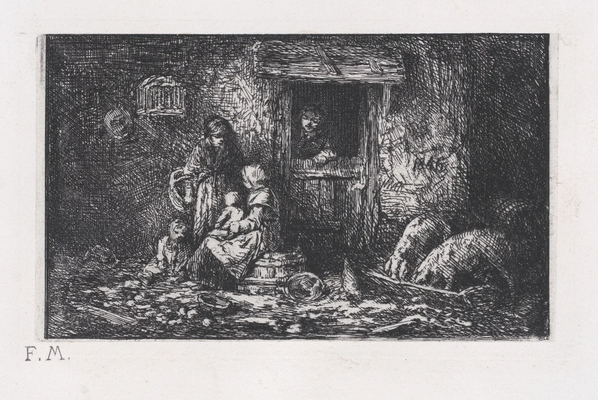 Gate to the Farm by Charles Jacque, print, 1845-1855