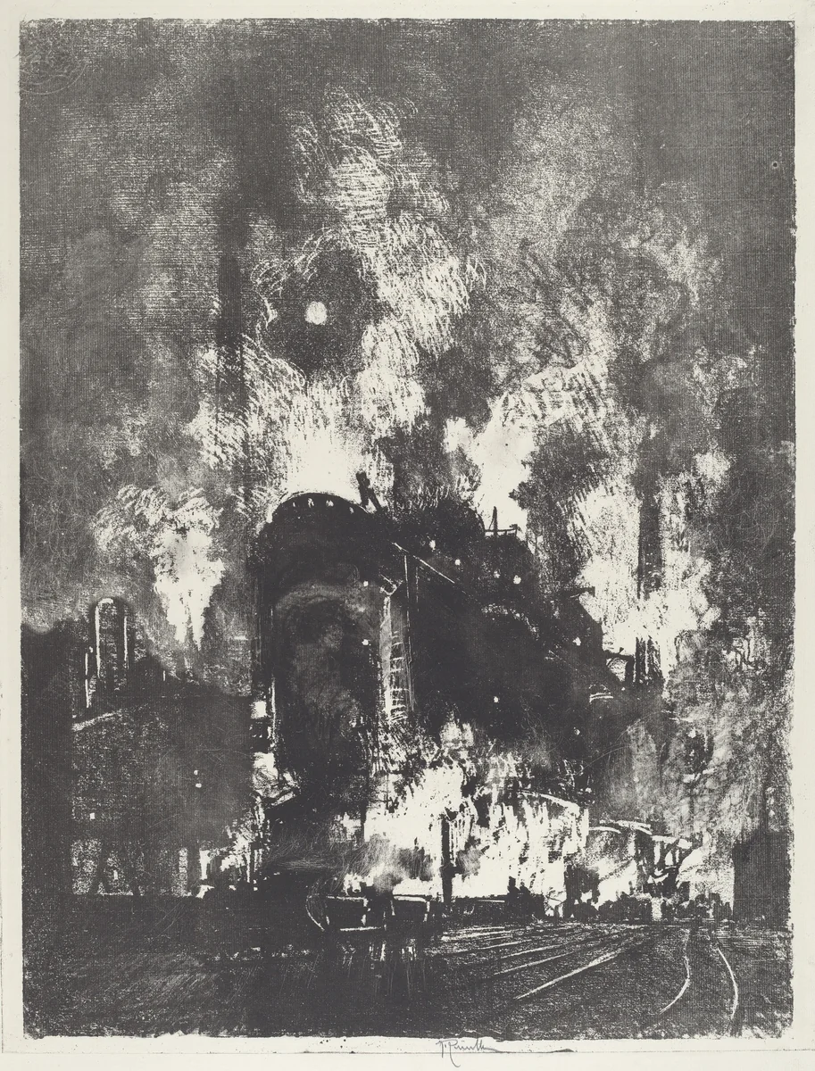 Furnaces at Night by Joseph Pennell, print, 1916