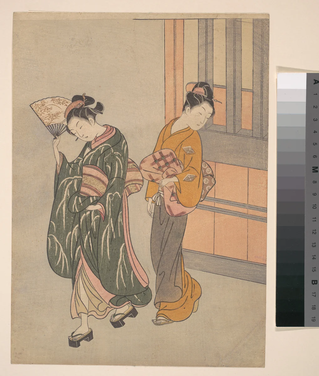 The Clear-day Mountain Wind of the Fan by Suzuki Harunobu (鈴木春信), print, 1756-1776