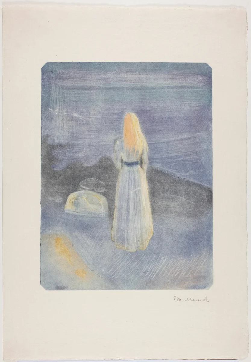Young Woman on the Beach by Edvard Munch, print, 1896