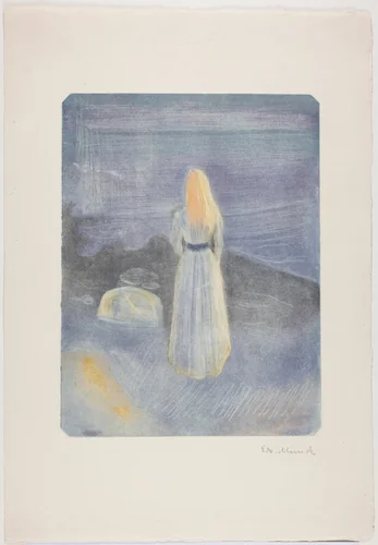 Young Woman on the Beach by Edvard Munch, print, 1896