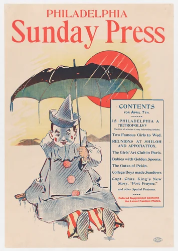 Advertisement for Philadelphia Sunday Press, April 7, 1896 by George Reiter Brill, print, 1891-1901