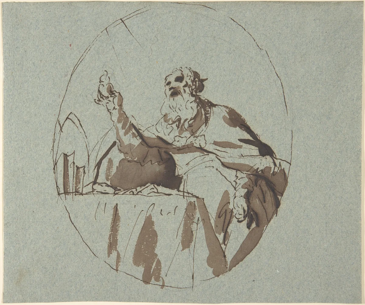 Saint Jerome by Georg Anton Urlaub, drawing, 1713-1759