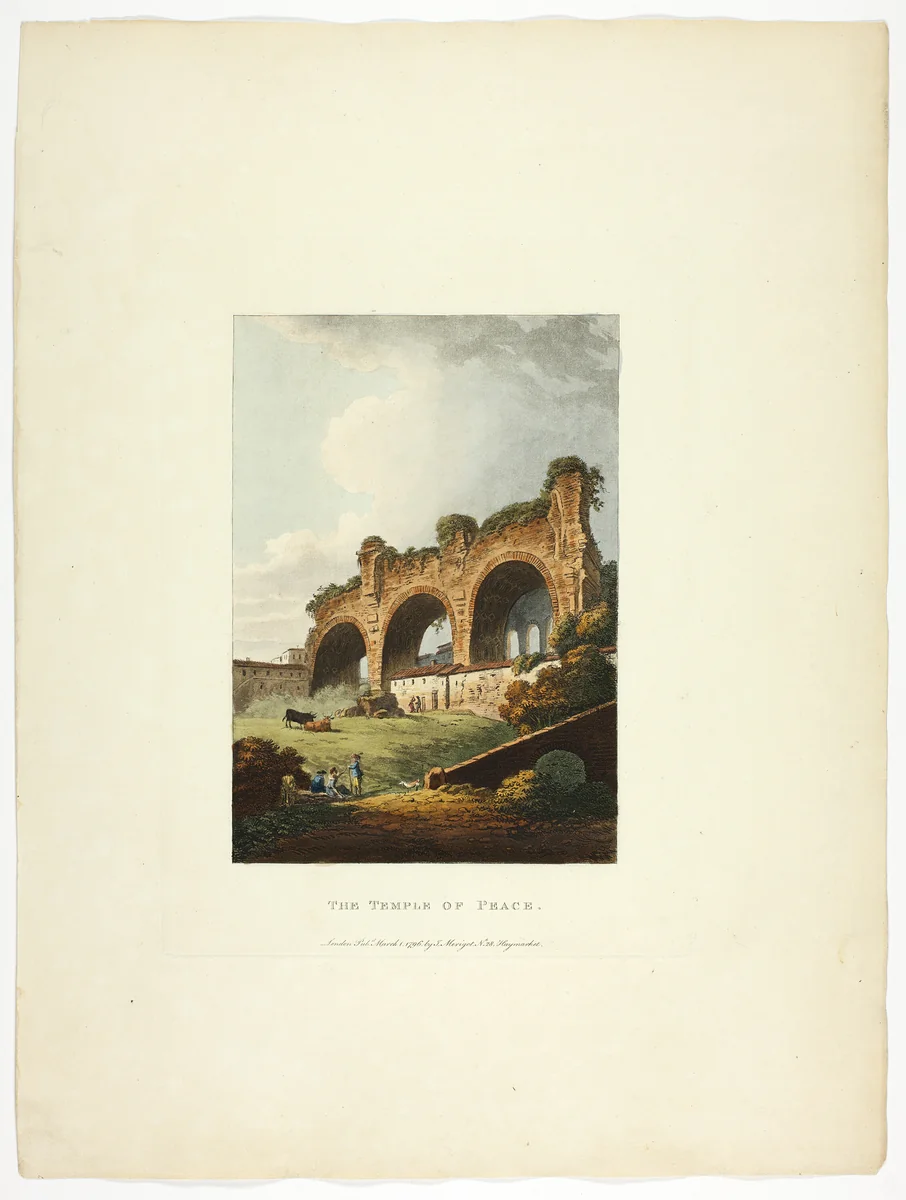The Temple of Peace, plate nine from the Ruins of Rome by M. Dubourg, print, 1796
