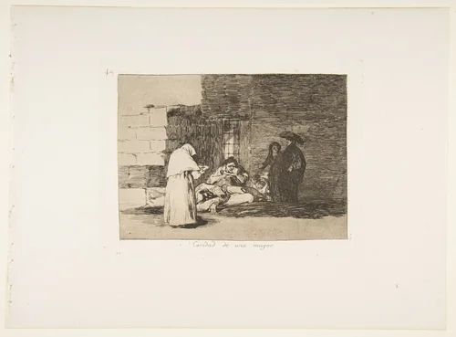 Plate 49 from "The Disasters of War" (Los Desastres de la Guerra): 'A woman's charity' (Caridad de una muger) by Goya, print, 1863