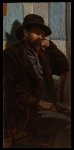 A Man Seated and Asleep by Giuseppe Abbati, painting, 1860-1870
