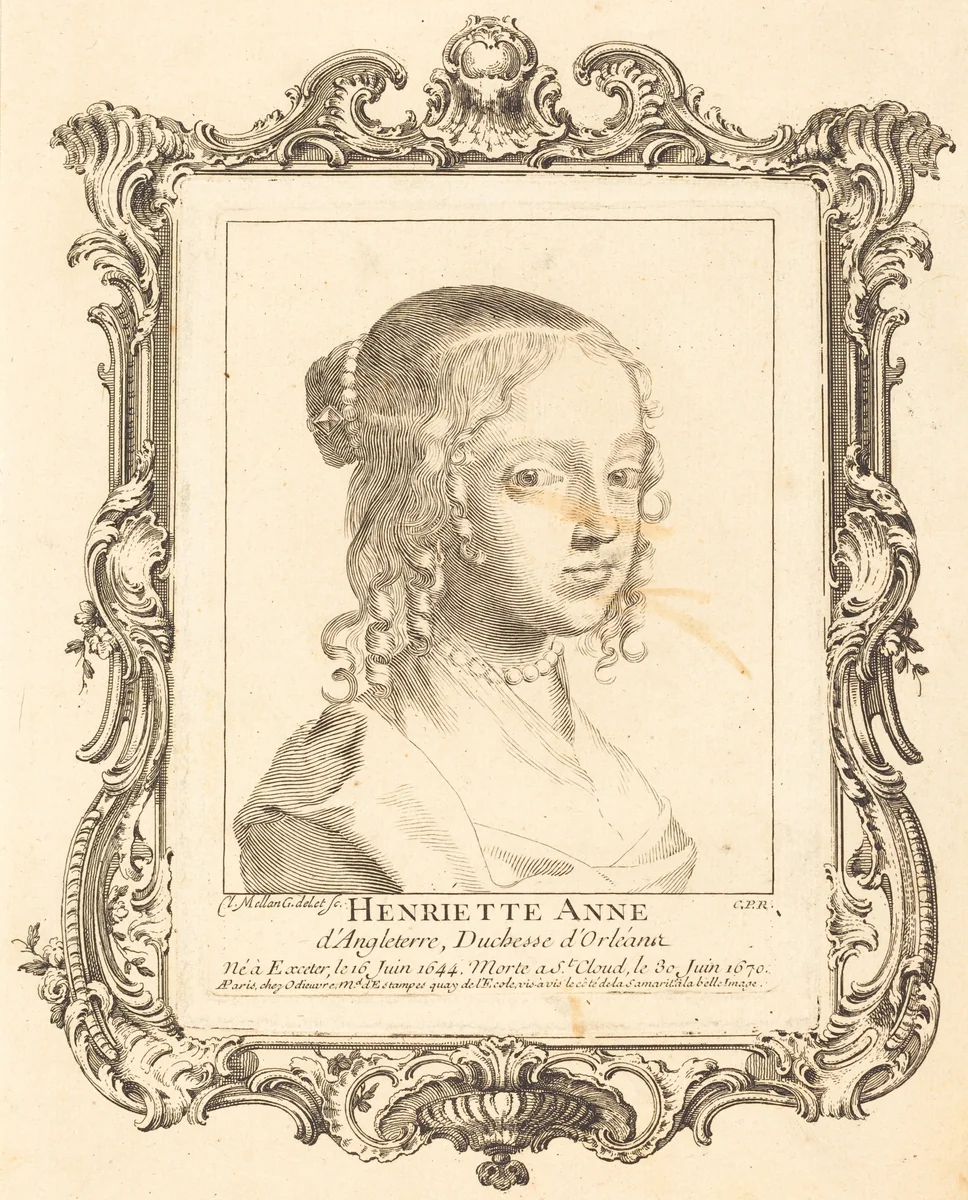 Henriette Anne of England, Duchess of Orléans by Claude Mellan, print, 1598-1688