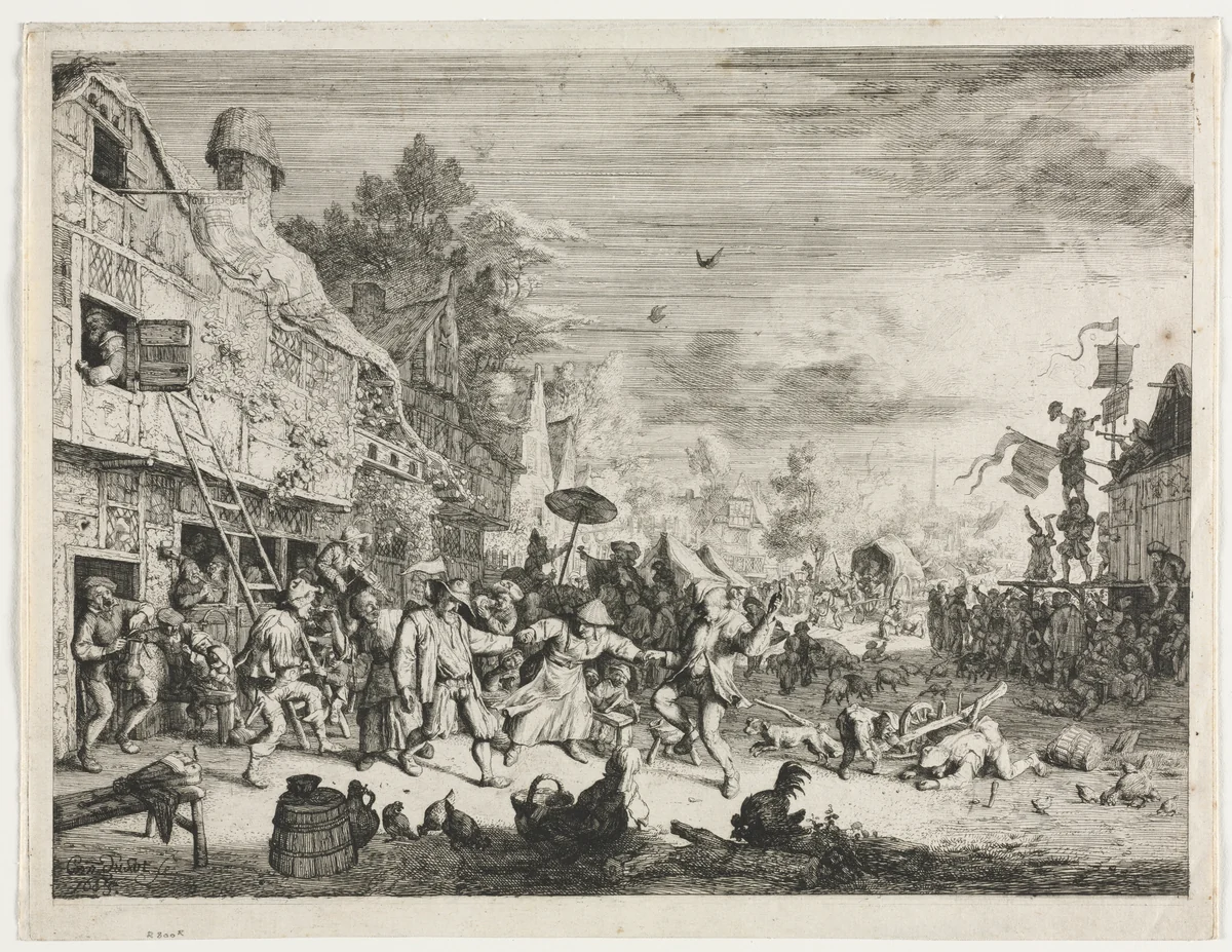 Village Fair by Cornelis Dusart, print, 1680-1690