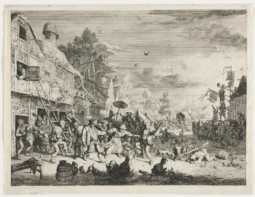 Village Fair by Cornelis Dusart, print, 1680-1690