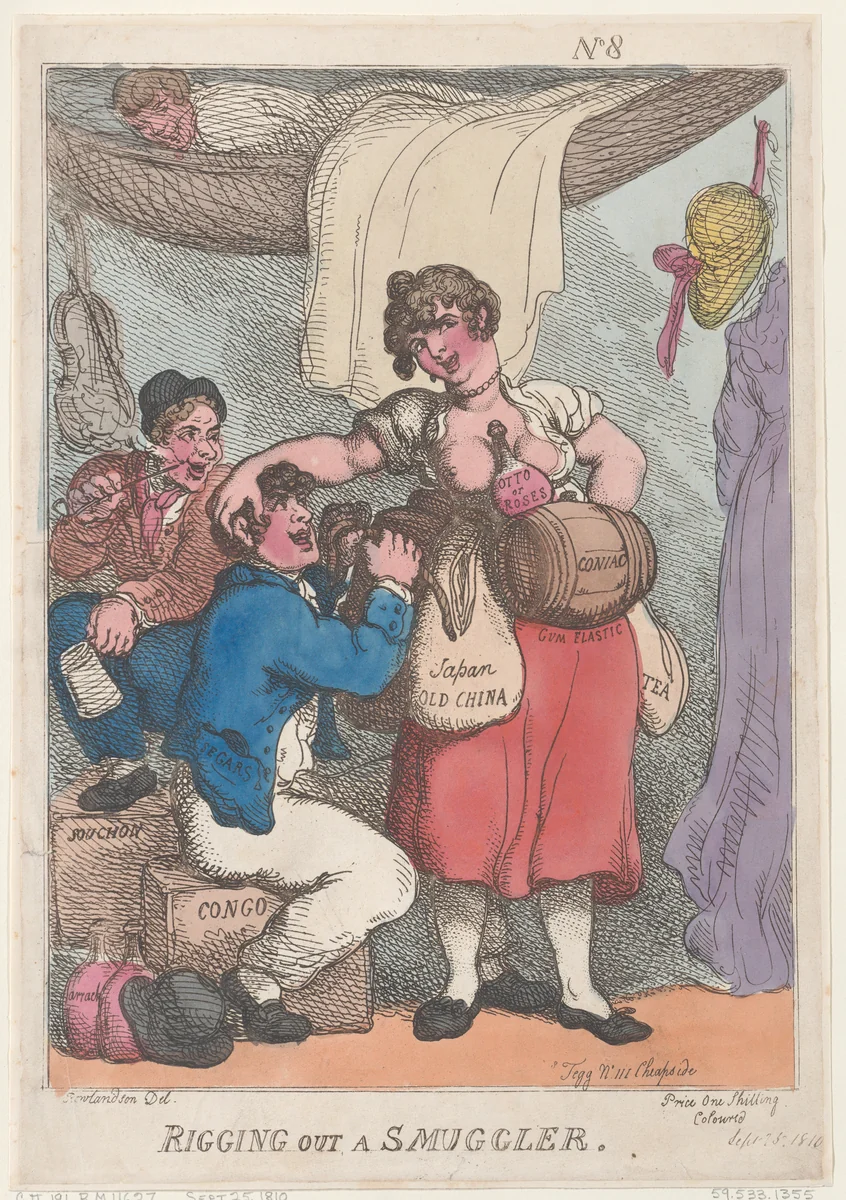 Rigging Out a Smuggler by Thomas Rowlandson, print, 1810
