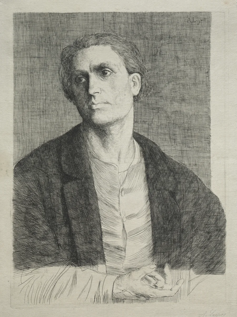 Study of a Man's Head by Alphonse Legros, print, 1857-1911