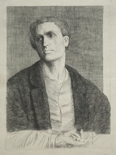 Study of a Man's Head by Alphonse Legros, print, 1857-1911