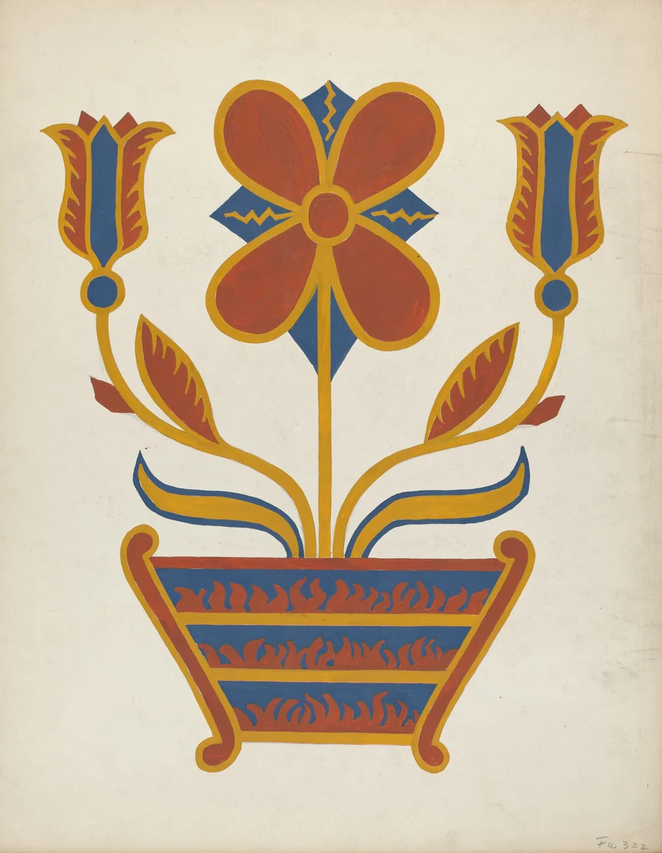 Study for Proposed Portfolio "Decorated Chests of Rural Pennsylvania" by American 20th Century, index of american design, 1941