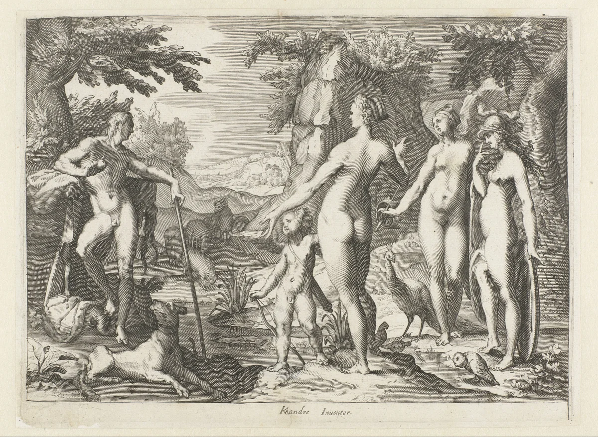Oordeel van Paris by Unknown, print, 1586-1602