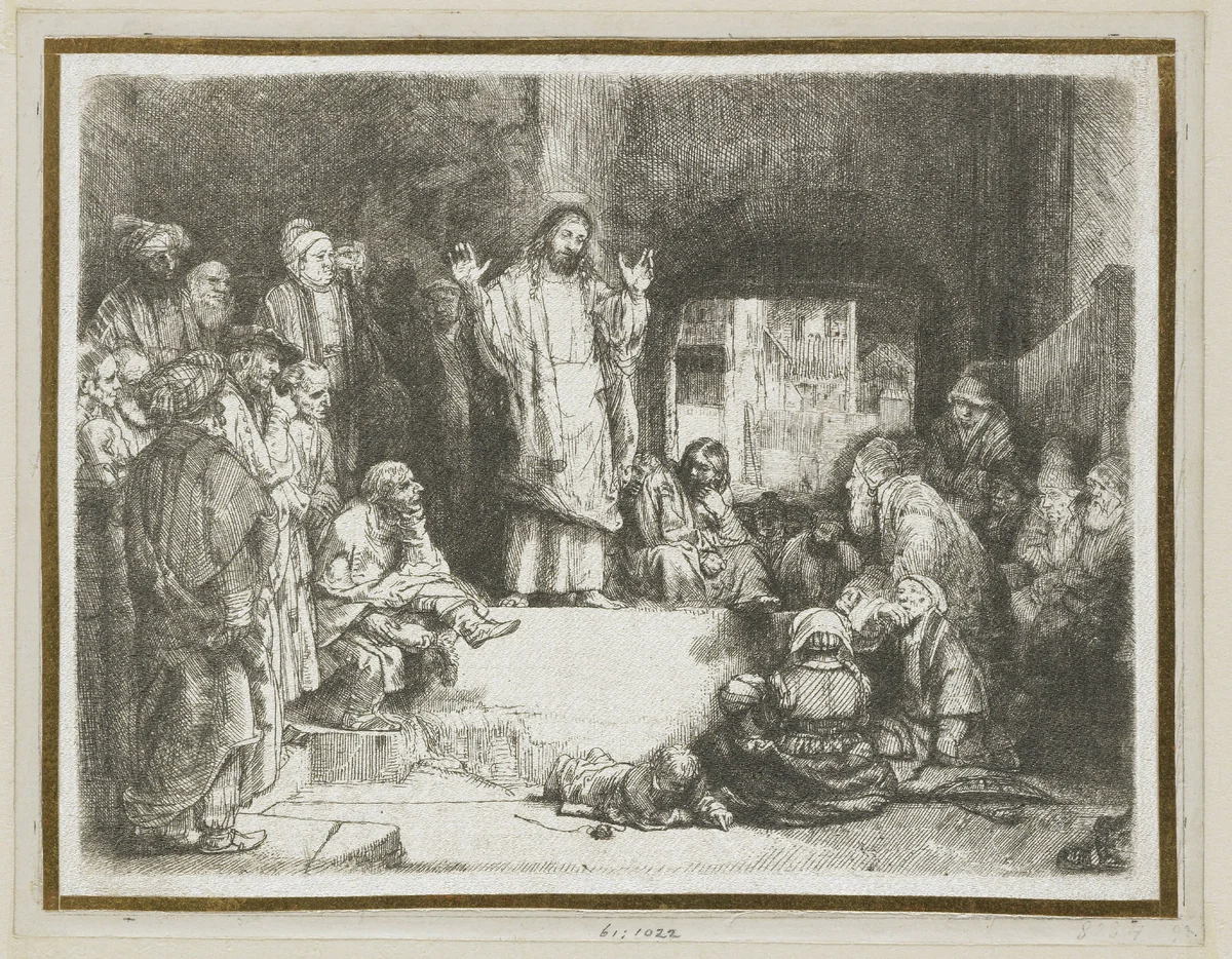 Christ preaching ('La Petite Tombe') by Rembrandt van Rijn, print, 1657