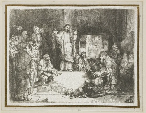 Christ preaching ('La Petite Tombe') by Rembrandt van Rijn, print, 1657