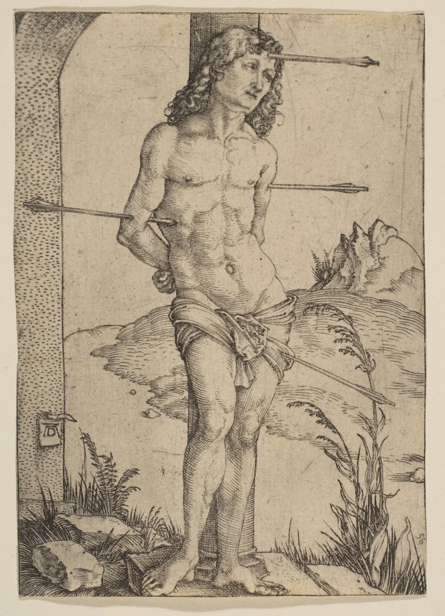 Saint Sebastian Bound to the Column by Albrecht Dürer, print, 1499