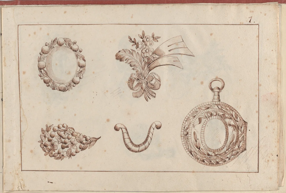 Joaillerie: Album of Jewelry Designs, Page 1 by anonymous, book, 1770